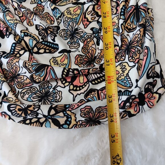 Butterfly pattern side ruched t-shirt dress - Picture 11 of 11